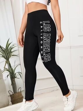 High - Waisted Leggings with Letter Patterns And Casual Stretchy Pants